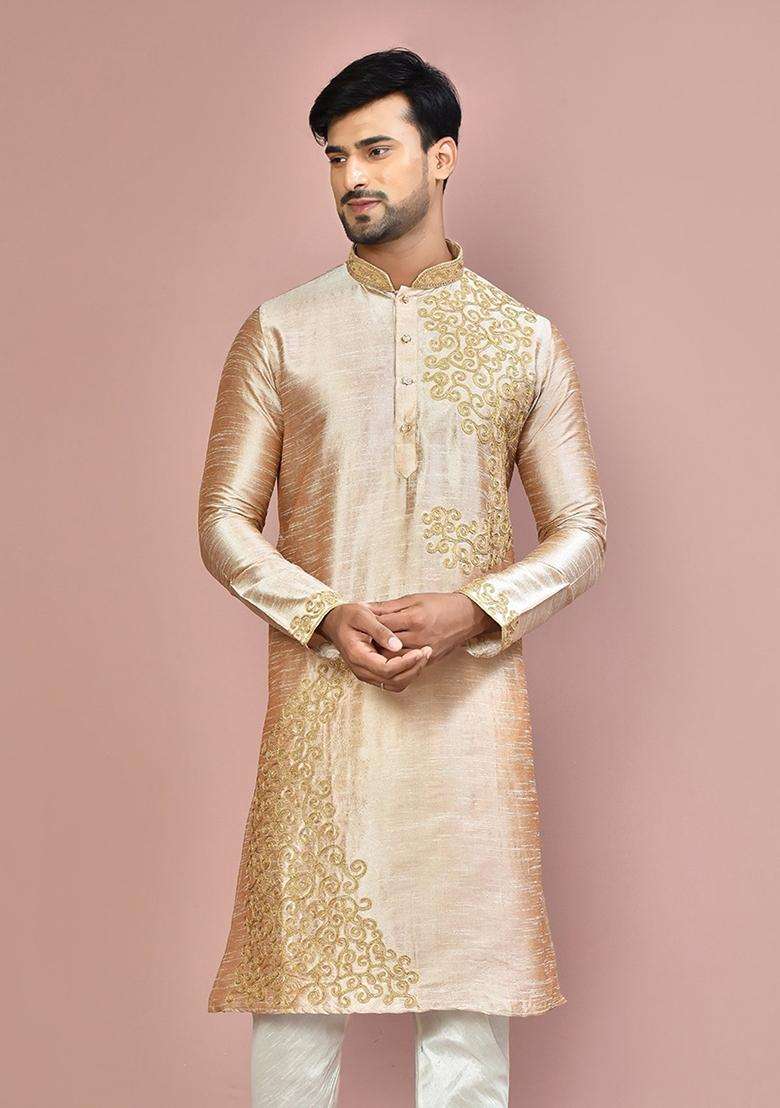 Chiku Silk Kurta For Men - Indya