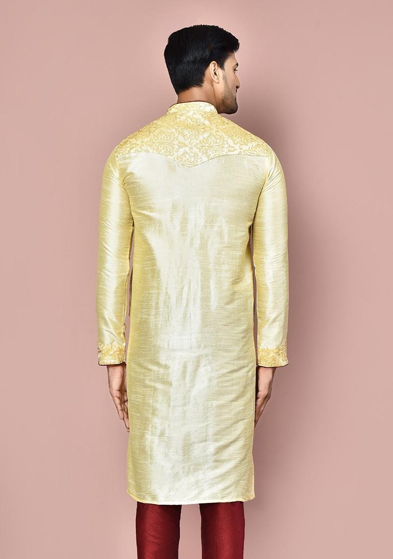 Fawn Silk Kurta For Men - Indya