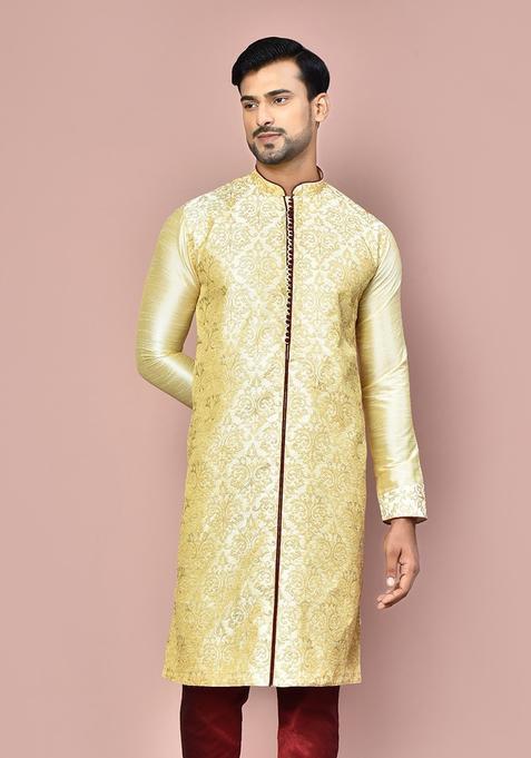 Fawn Silk Kurta For Men