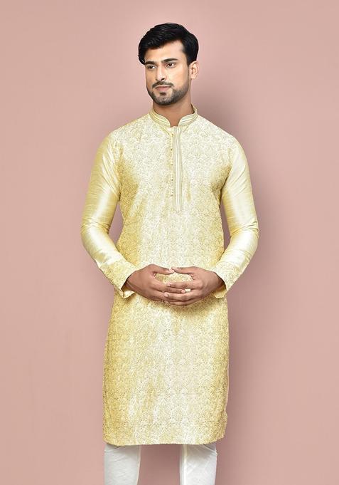 Fawn Silk Kurta For Men