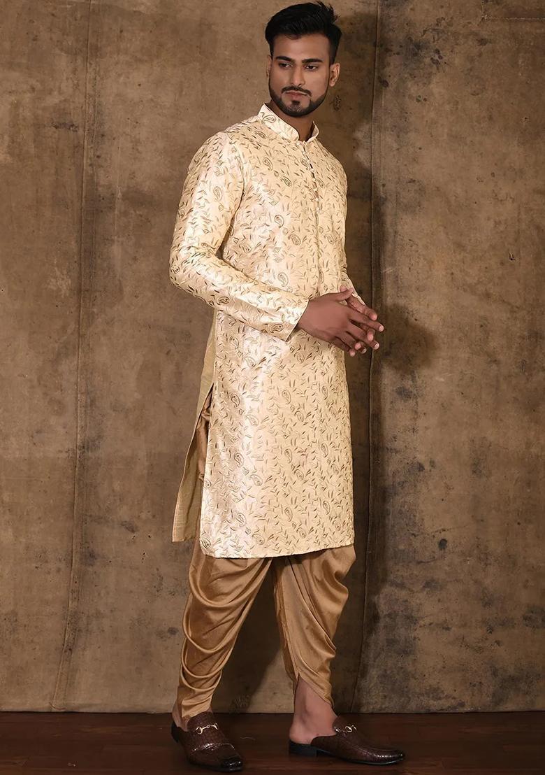 Fawn Silk Kurta For Men - Indya