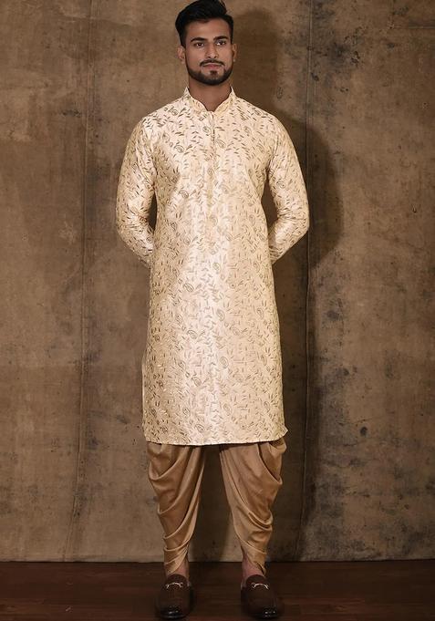Fawn Silk Kurta For Men