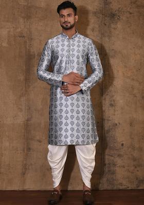 Grey Silk Kurta For Men