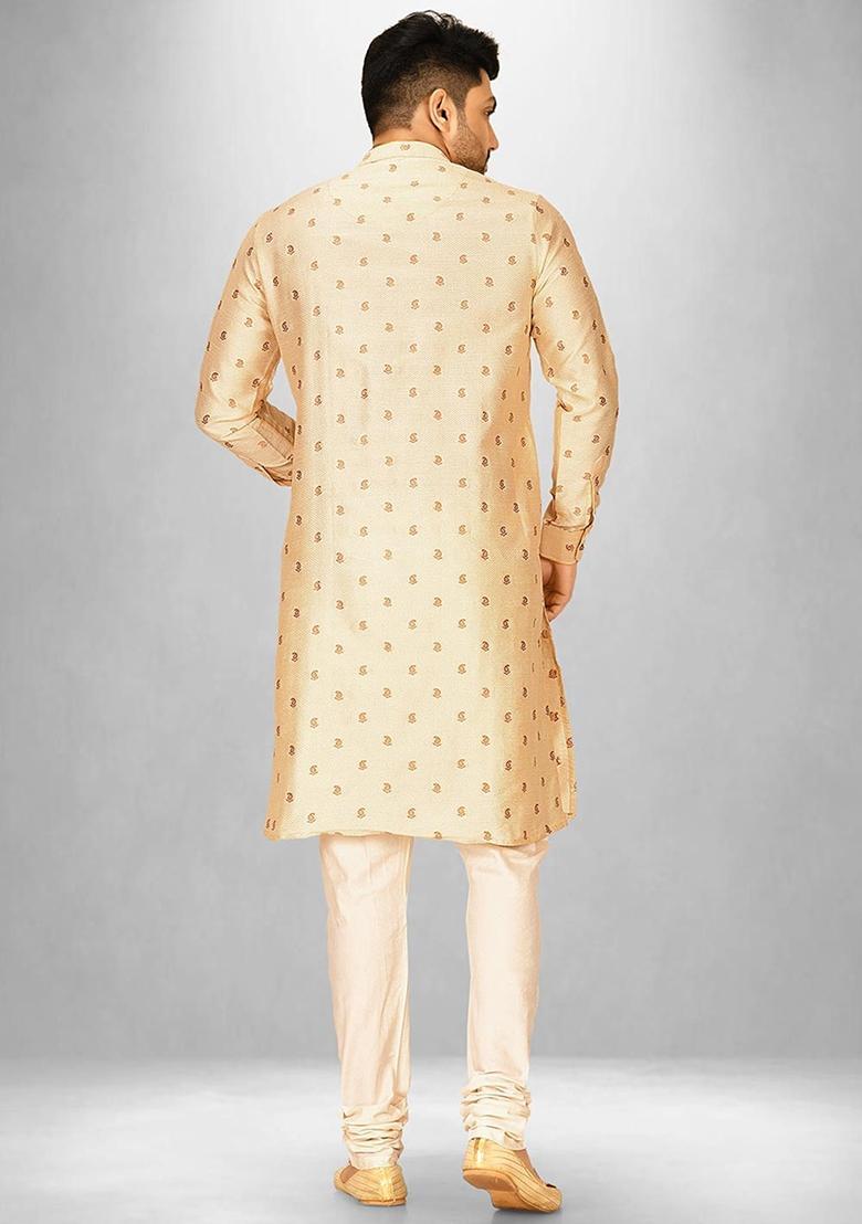 Light Yellow Kurta Set For Men - Indya