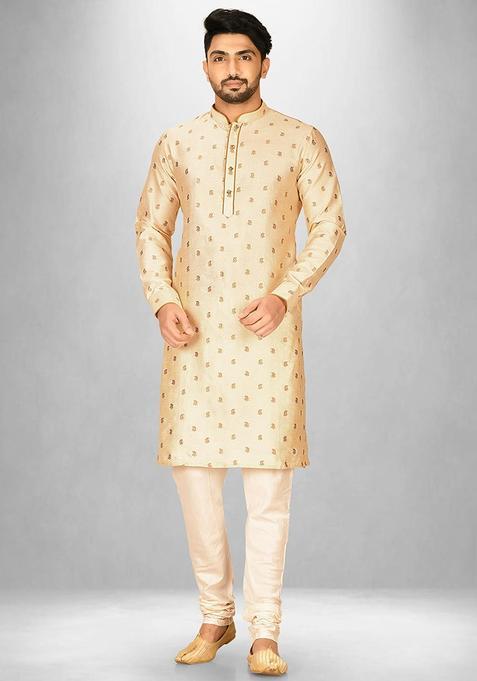 Light Yellow Kurta Set For Men