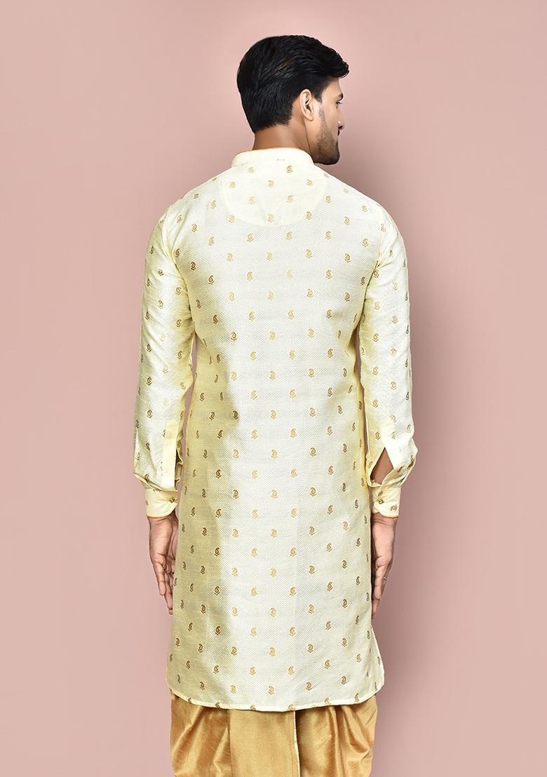 Light Yellow Kurta For Men - Indya