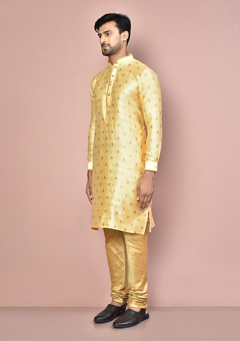 Beige Kurta Set For Men - Indya