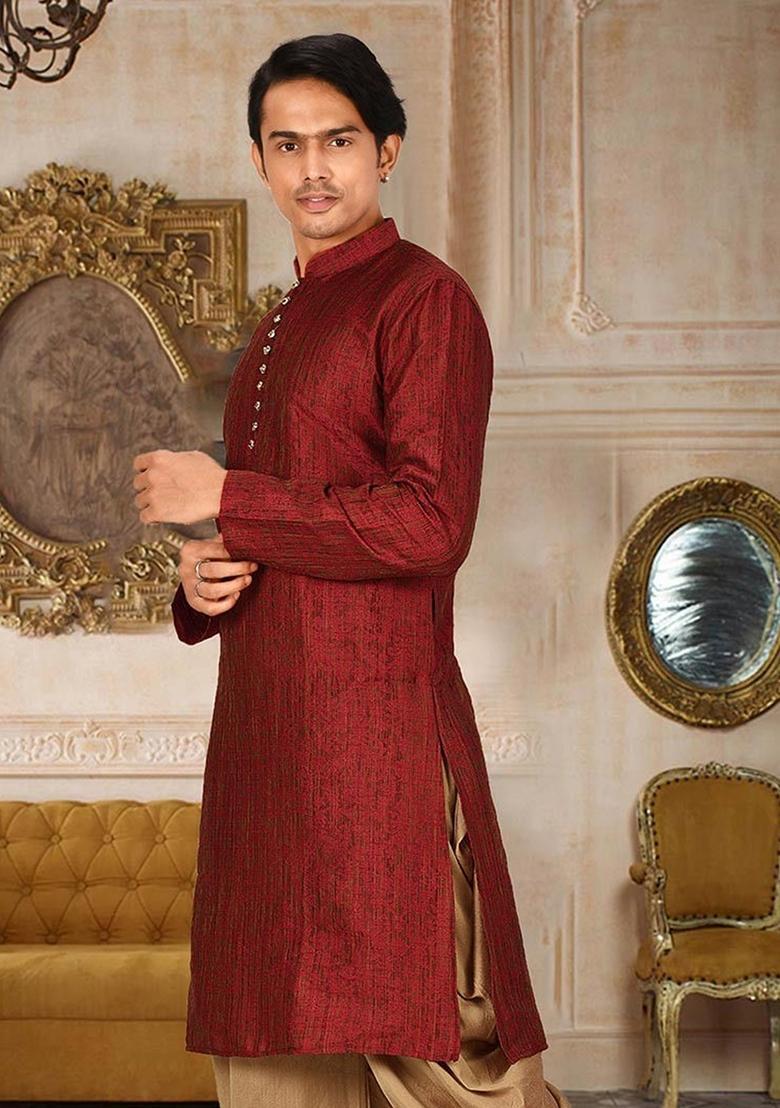 Red Kurta For Men - Indya