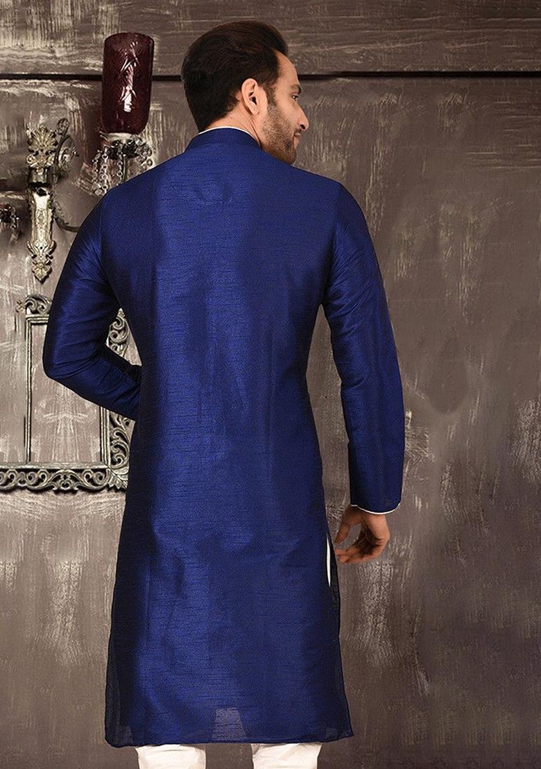 Cream Silk Kurta For Men - Indya