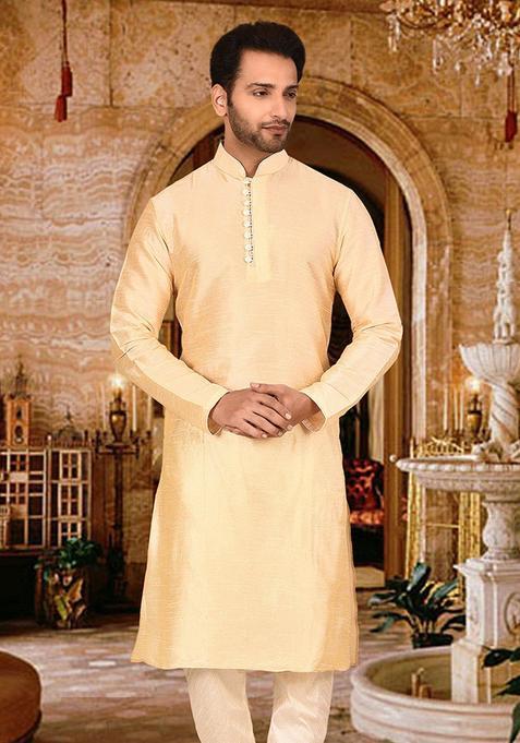 Fawn Silk Kurta For Men