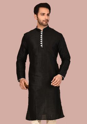 Black Silk Kurta For Men