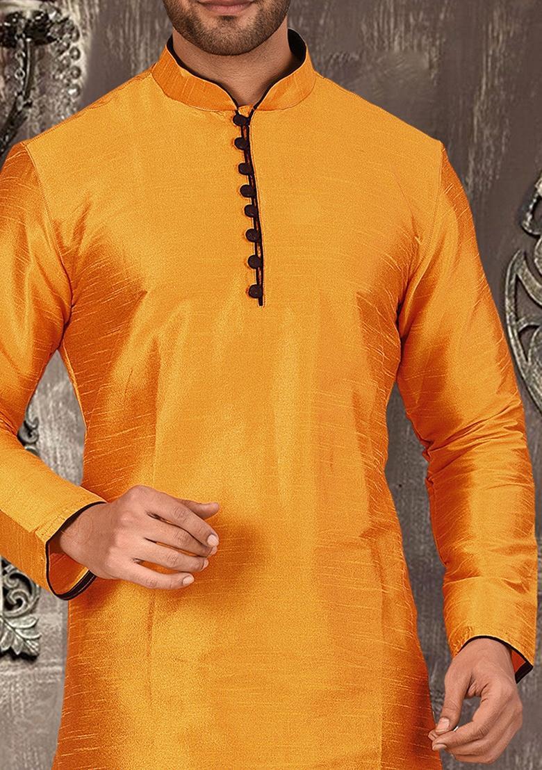 Red Silk Kurta For Men - Indya