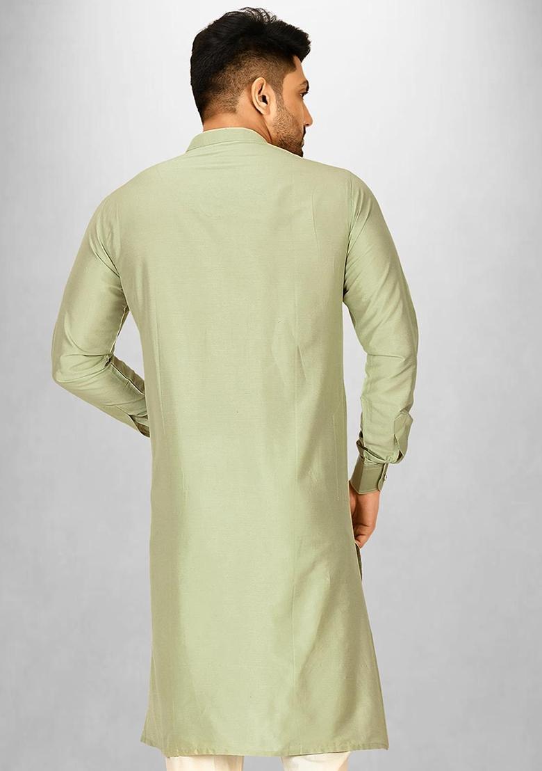 Chatni Green Cotton Kurta For Men - Indya