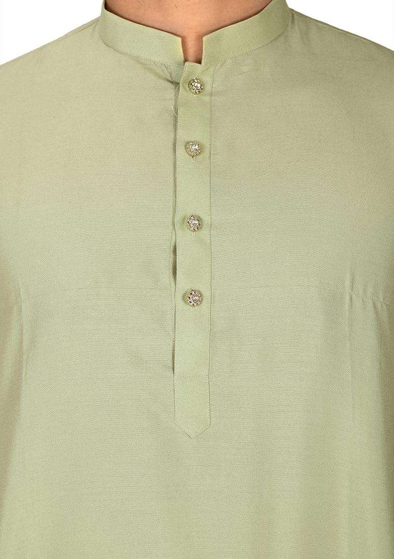 Chatni Green Cotton Kurta For Men - Indya