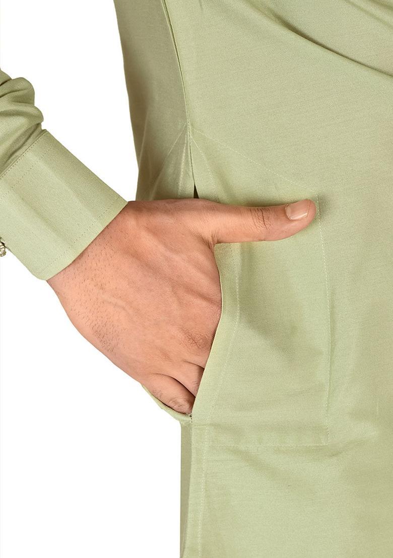 Chatni Green Cotton Kurta For Men - Indya