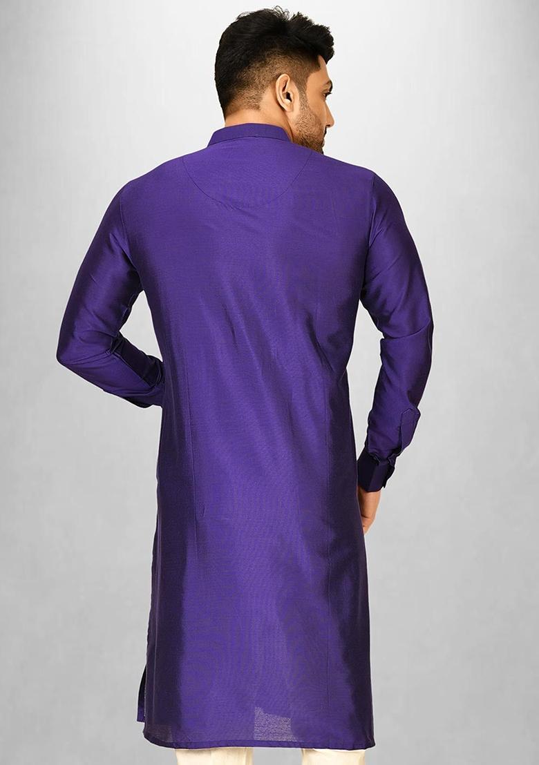 Purple Cotton Kurta For Men - Indya