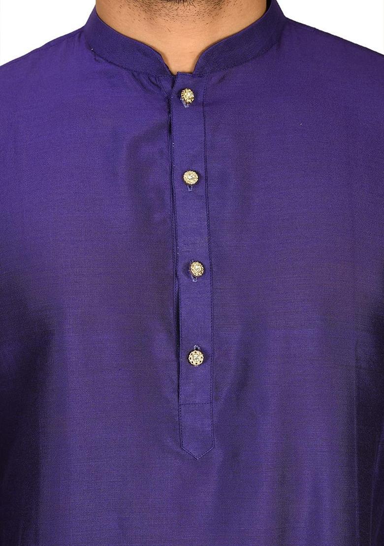 Purple Cotton Kurta For Men - Indya