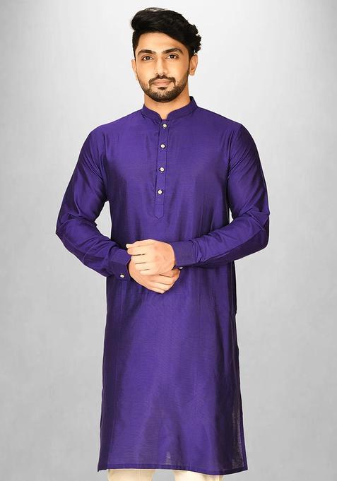 Purple Cotton Kurta For Men
