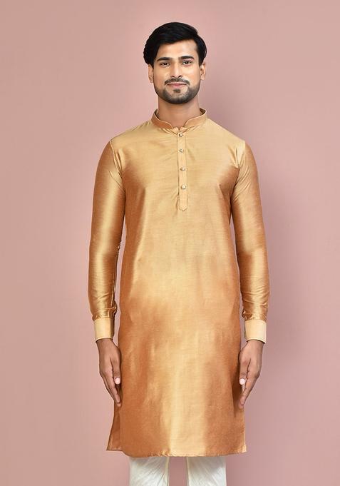 Chiku Cotton Kurta For Men