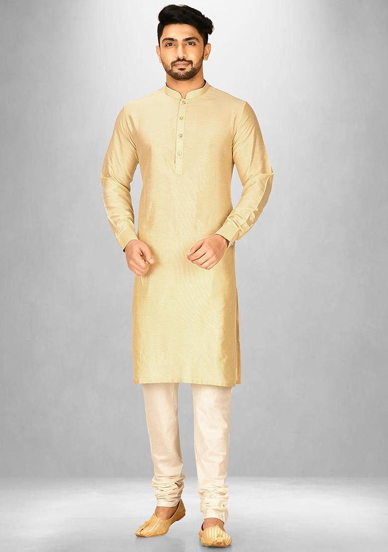 Fawn Cotton Kurta For Men - Indya
