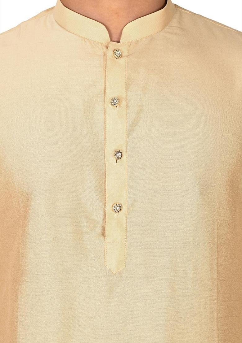 Fawn Cotton Kurta For Men - Indya