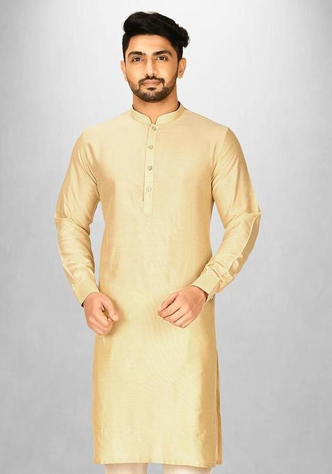 Fawn Cotton Kurta For Men