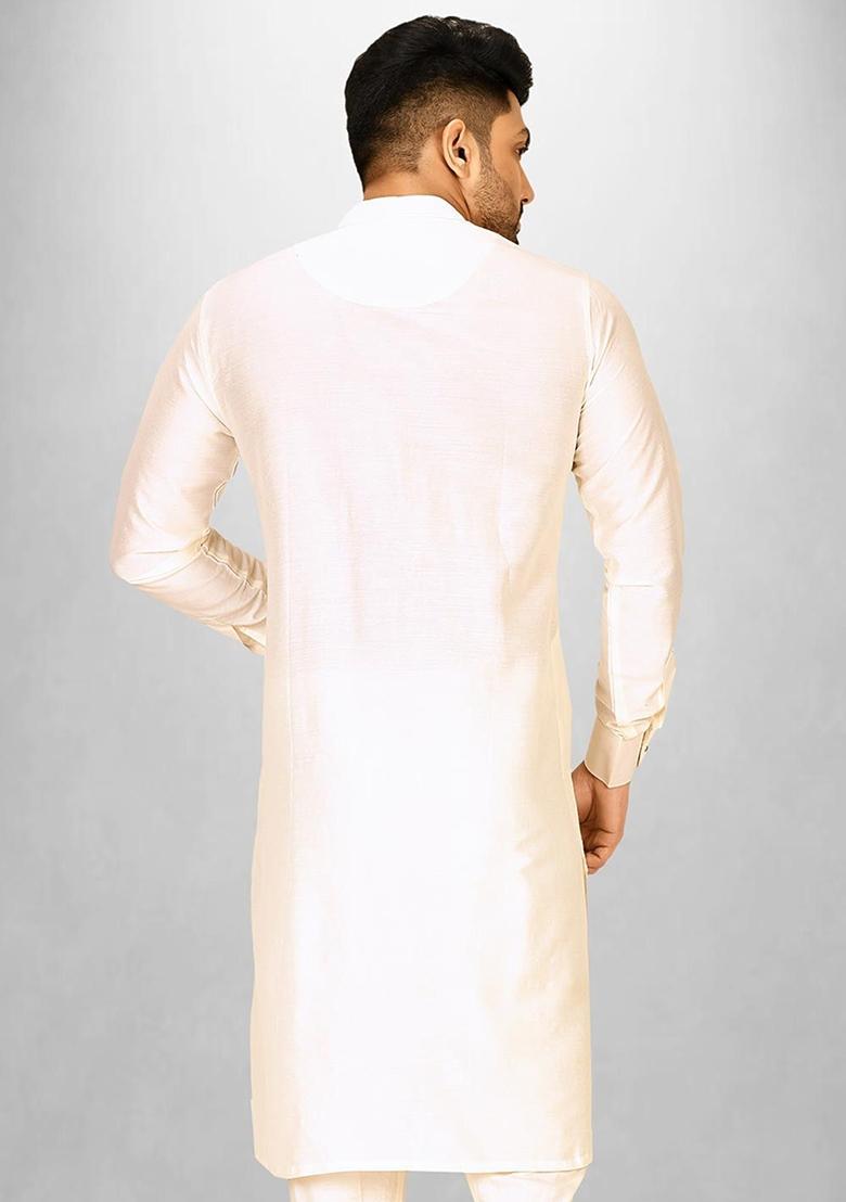 Cream Cotton Kurta For Men - Indya
