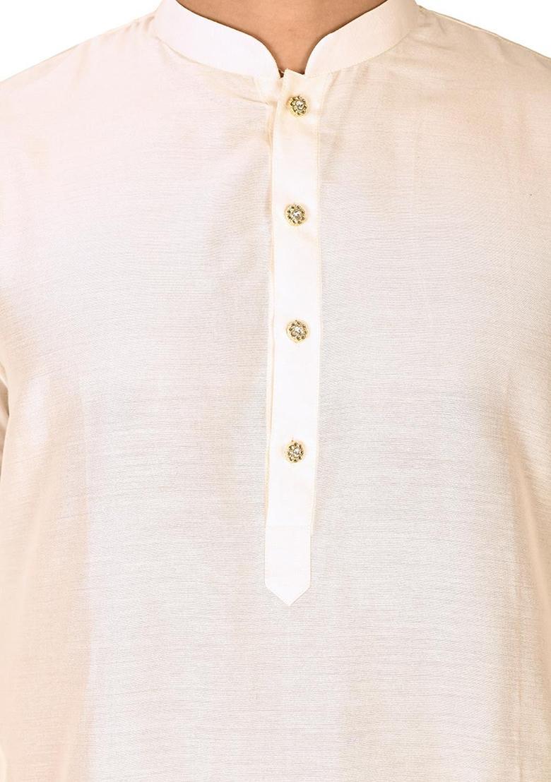 Cream Cotton Kurta For Men - Indya