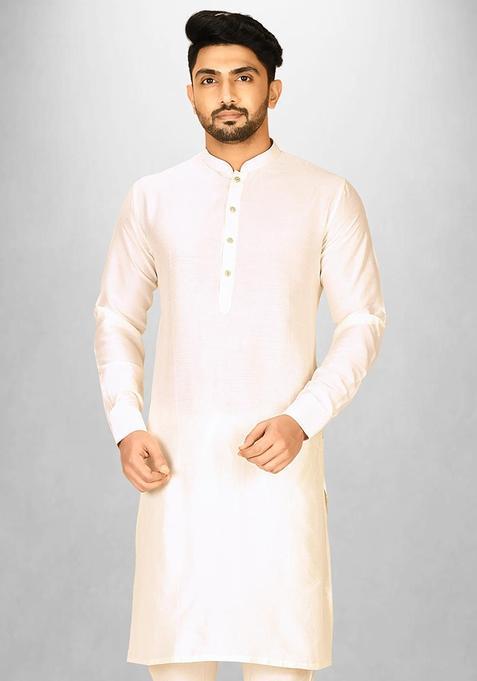 Cream Cotton Kurta For Men