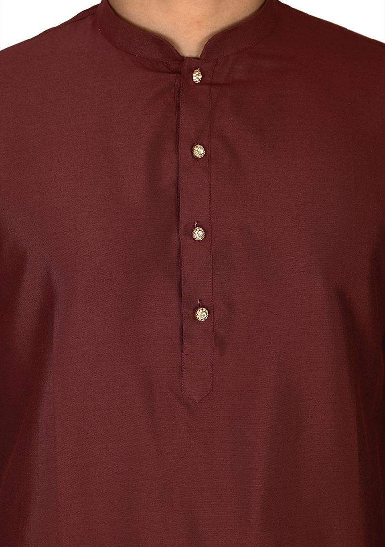 Red Cotton Kurta For Men - Indya