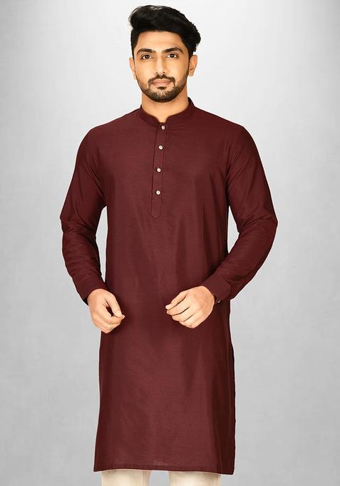 Red Cotton Kurta For Men