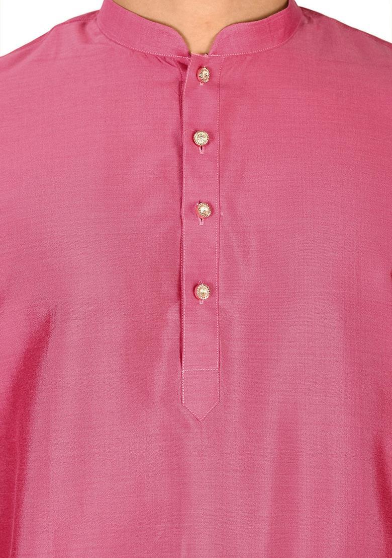 Pink Cotton Kurta For Men - Indya