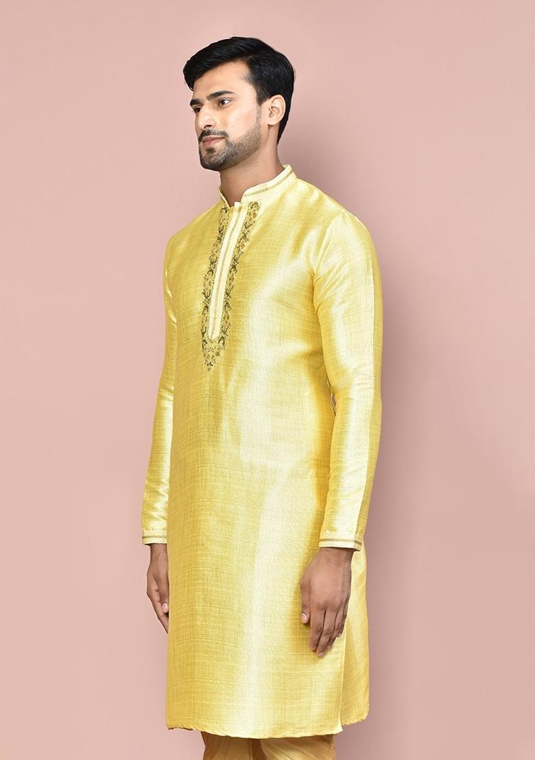 Yellow Mulbury Kurta For Men - Indya