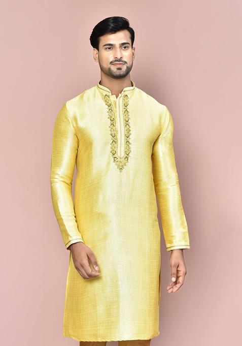 Yellow Mulbury Kurta For Men
