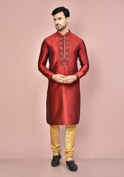 Maroon Mulbury Kurta Set For Men