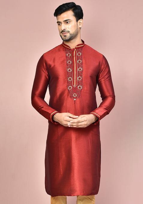 Maroon Mulbury Kurta For Men