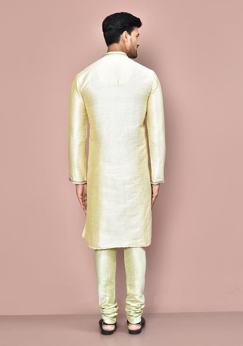 Cream Mulbury Kurta Set For Men - Indya