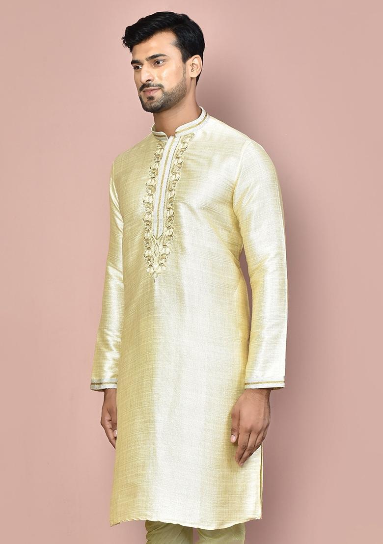 Cream Mulbury Kurta For Men - Indya