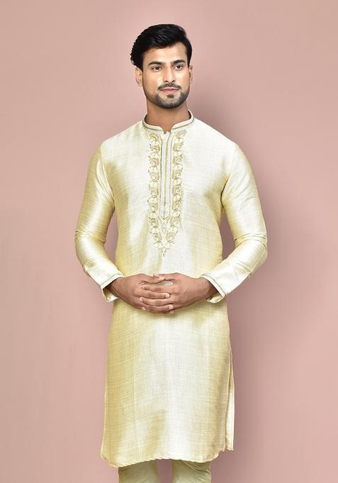 Cream Mulbury Kurta For Men