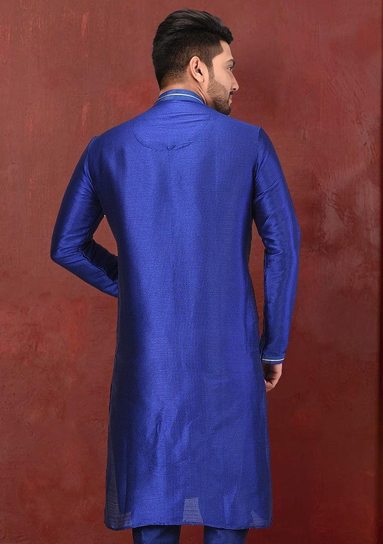 Royal Blue Mulbury Kurta For Men - Indya