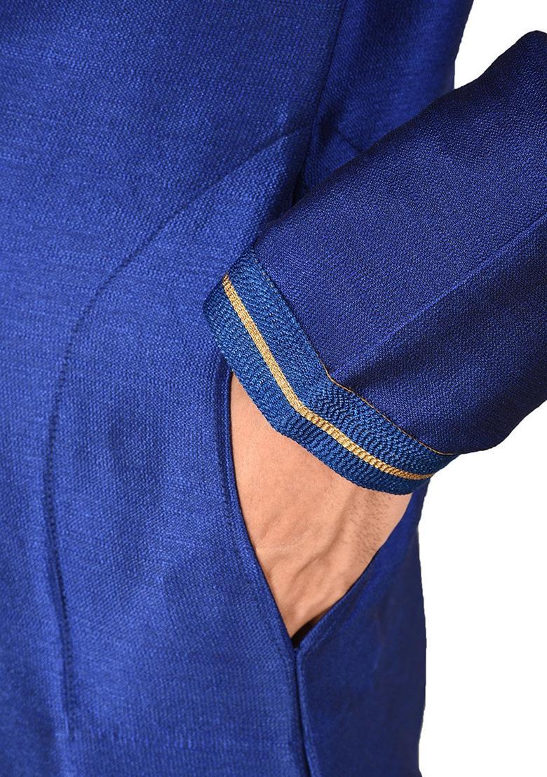 Royal Blue Mulbury Kurta For Men - Indya