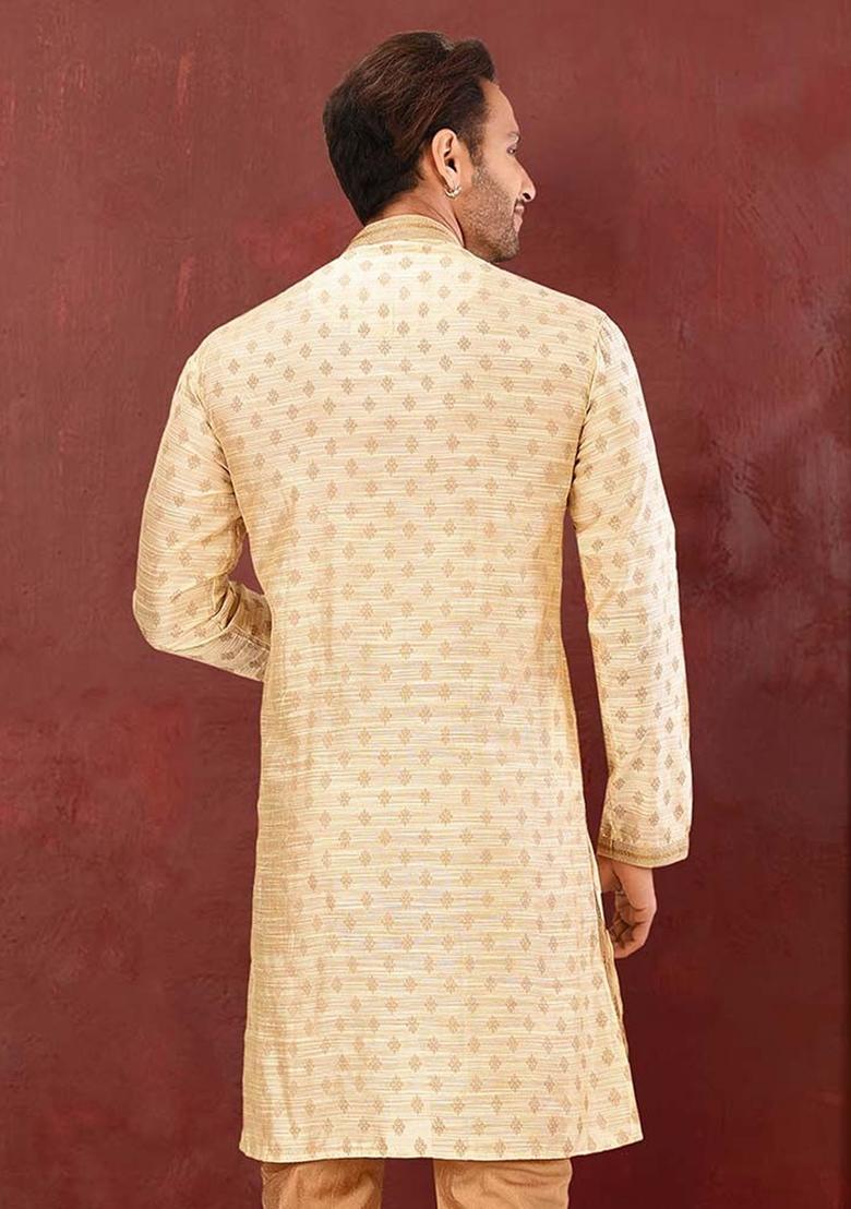 Light Yellow Mulbury Kurta For Men - Indya