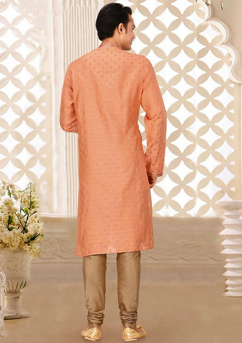 Dark Orange Mulbury Kurta For Men - Indya