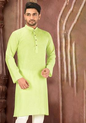 Green Cotton Kurta For Men