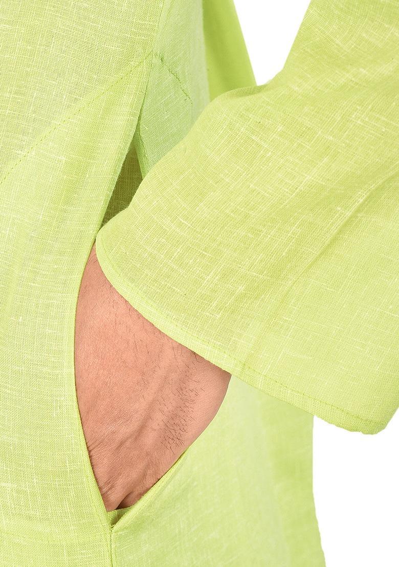 Green Cotton Kurta For Men - Indya
