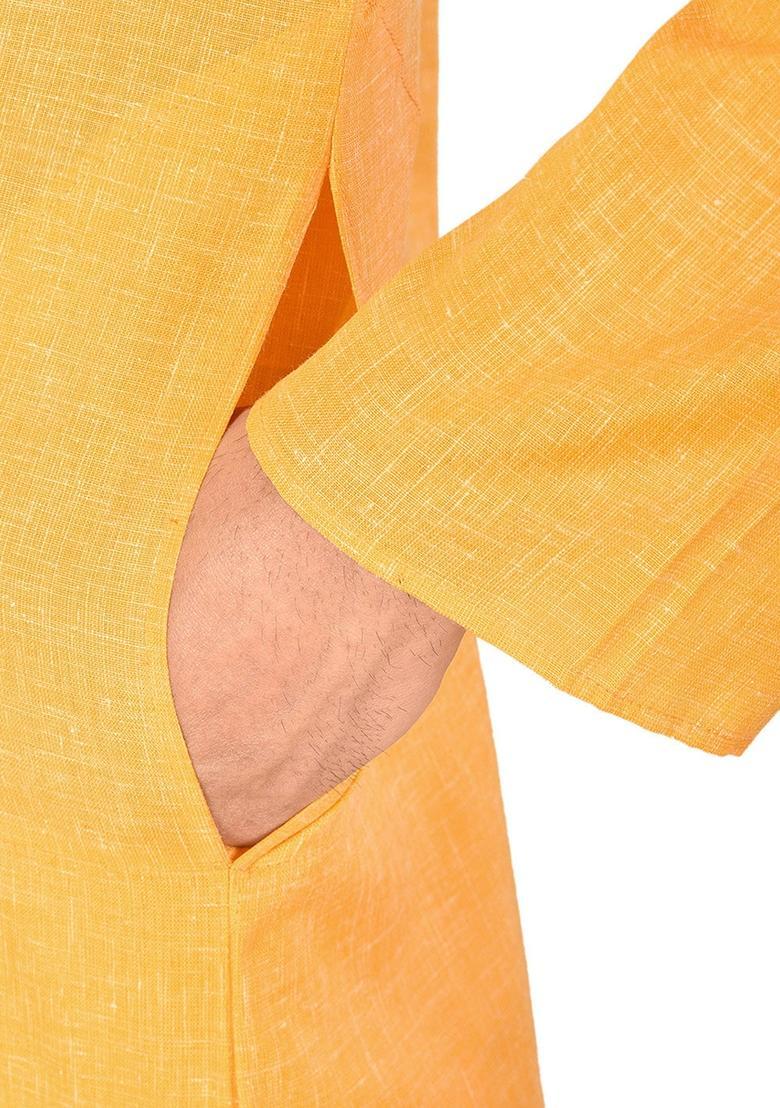 Yellow Cotton Kurta For Men - Indya