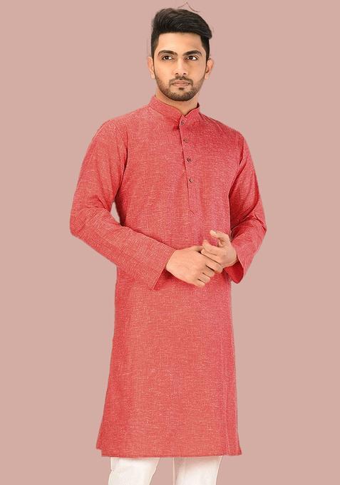 Red Cotton Kurta For Men