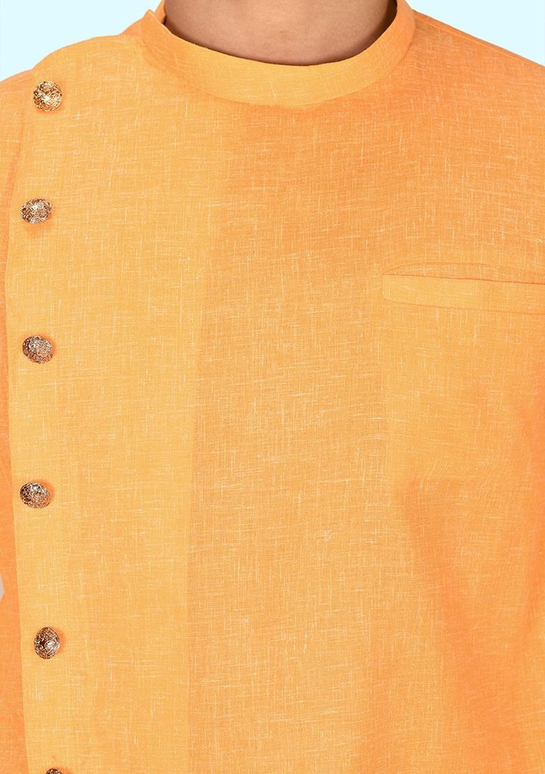 Yellow Cotton Kurta For Men - Indya