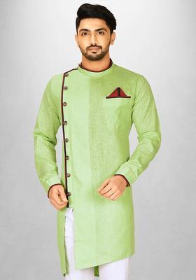 Green Cotton Kurta For Men