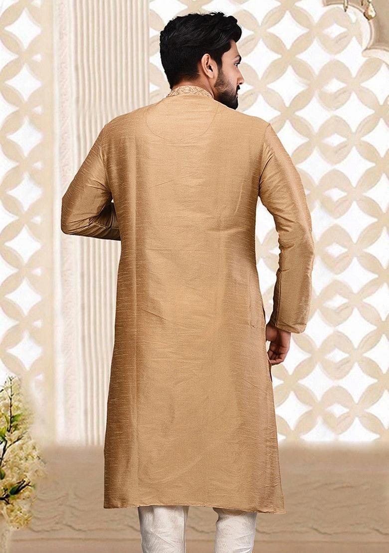 Maroon Hand Work Silk Kurta For Men - Indya